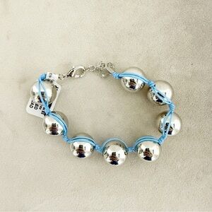 NWT Urban Outfitters Silver Blue Dextra Ball Corded Bracelet